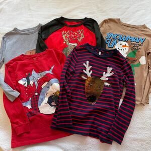 Bundle Boys Size 7 Holiday Christmas Shirts H&M, Joules, UA, Carters, Crewcuts